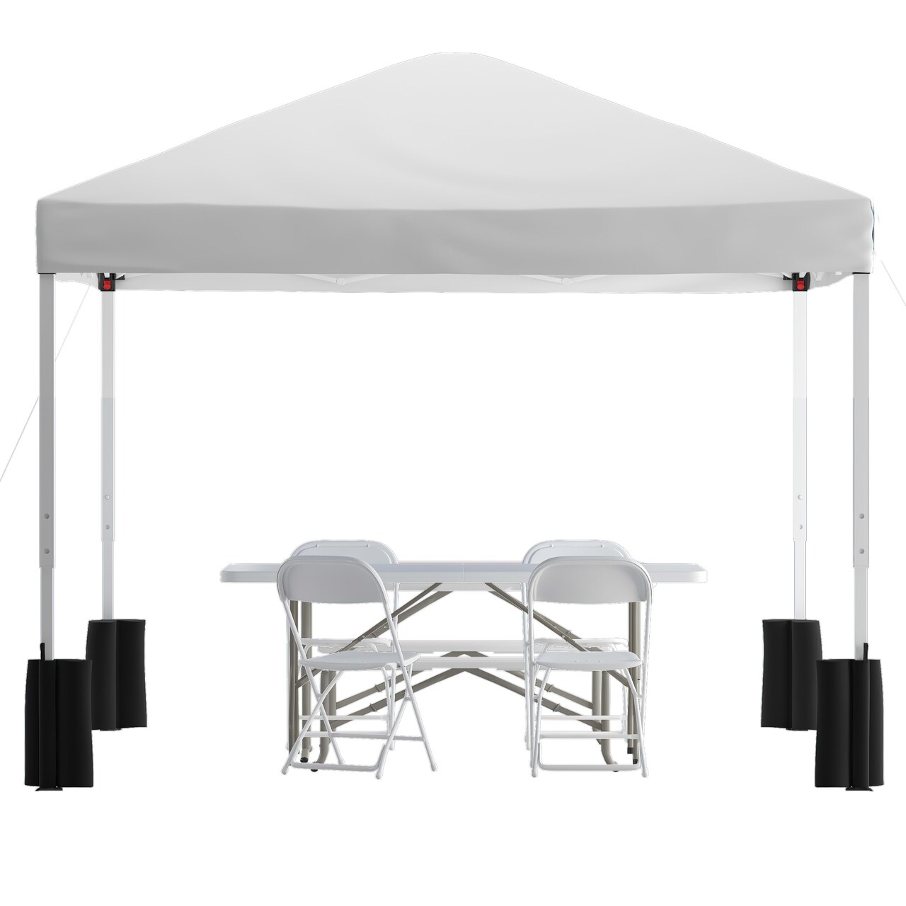 Emma and Oliver Outdoor Event/Tailgate Set with Pop Up Event Canopy with Wheeled Case, Bi-Fold Table and 4 Folding Chairs
